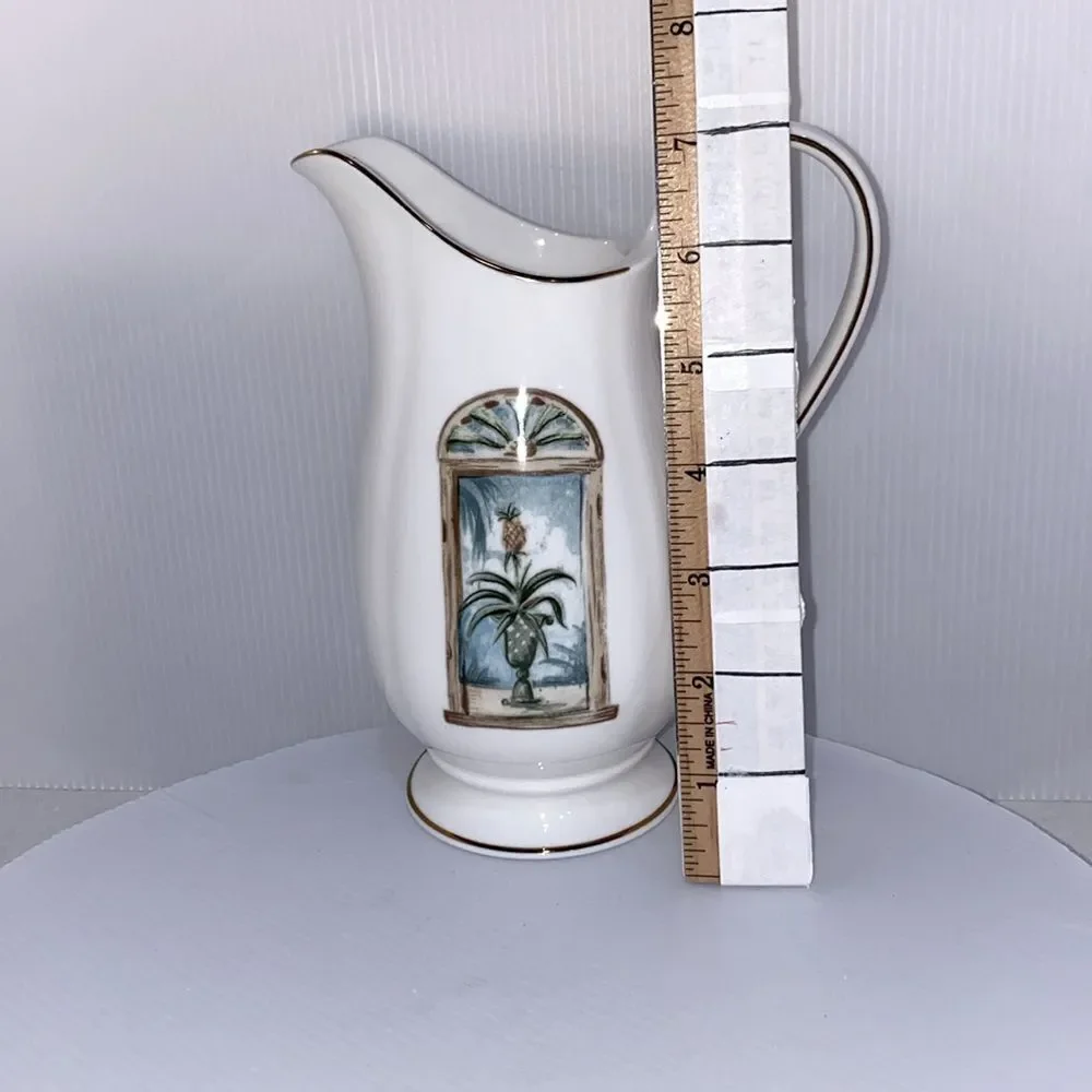 Lenox Vintage British Colonial Scenic Creamer Pitcher Tropical Window Scene EUC